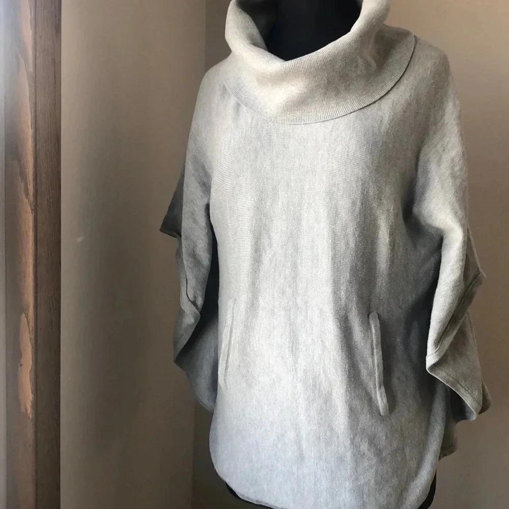 White House Black Market Gray Sweater Shawl